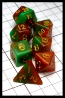 Dice : Dice - Dice Sets - MDG Green and Orange with Gold Mini - Massdrop Nov 2016